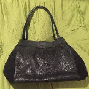 Coach black pebbled leather tote/shoulder bag